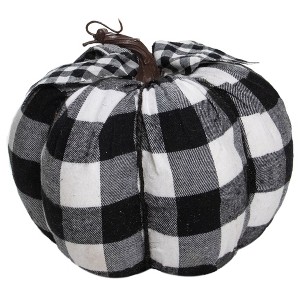 Northlight Buffalo Plaid Fall Harvest Pumpkin - 7" - Black and White - 1 of 4
