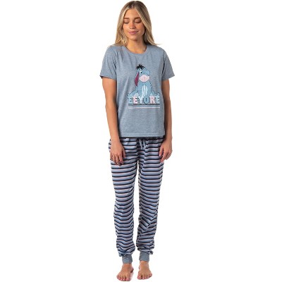 DISNEY Plus Size Grey Eeyore Print Wide Leg Pyjama Set