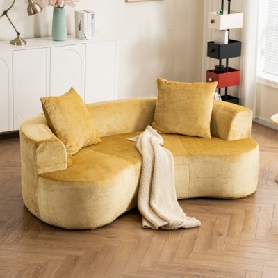 Modern Deep Seat Sofa with 2 Pillows, Upholstered Chaise Sofas for Small Living Room, Apartment or Lounge Area-Maison Boucle