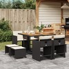 vidaXL Patio Dining Set with Cushions - 9 Piece Black and Cream Poly Rattan Garden Furniture with Acacia Wood Top - 2 of 4