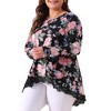 Agnes Orinda Women's Plus Size Lace Trim Floral Pattern Long Sleeve High Low Hem Tunic Blouse - image 2 of 4