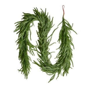 VEVOR Christmas Garland, 6-FT Realistic Norfolk Pine Garland, Evergreen Real Touch Artificial Faux Greenery Garlands,for Holiday Xmas Decoration,Green - 1 of 4