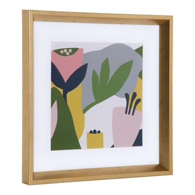 Gold Framed Abstract Floral Canvas Print Set