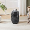 CAVINAS Flower Patten Ceramic Tile Outdoor Patio End Table,Waterproof Small Side Table for Patio,Garden,Balcony - 3 of 4