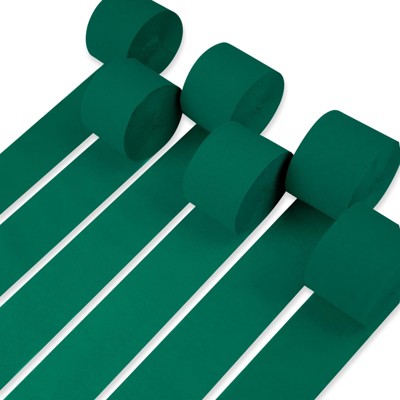 PartyWoo Crepe Paper Streamers Green Hunter Emerald Forest 6 Rolls 492 ft 1.8 Inch x 82 Ft Roll