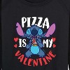 Women's - Lilo and Stitch - Pizza Is My Valentine Lightweight French Terry Wide Neck Long Sleeve Graphic Shirt - 2 of 4
