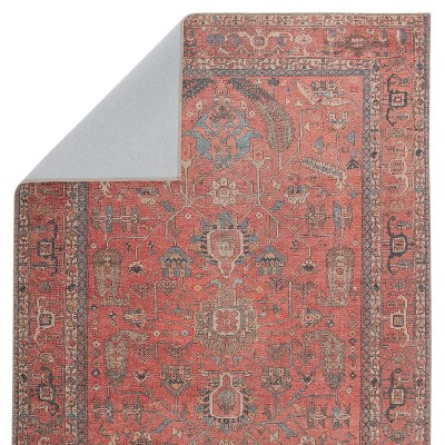 Galina Vintage Medallion 6' x 9' Red and Blue Area Rug