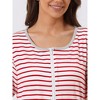 cheibear Women's Zip Front Robe 3/4 Sleeve Striped Long Bathrobe Dress Pajama - 4 of 4
