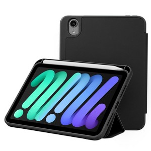 Vena For Apple iPad Mini 7 Case with Pencil Holder, iPad Mini 6 Case Cover with Slim Trifold Stand, iPad Mini A17 Pro Case Cover, Black - 1 of 4