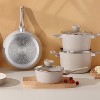 Lorren Home Trends Cookware Set, Beige Granite, Non-Stick Coating, 10-Inch Fry Pan, 5-Quart and 1.6-Quart Pot with Glass Lid, 5-Piece - 3 of 4