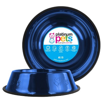 Platinum Pets Embossed Non-Tip Cat/Dog Bowl - Sapphire Blue - 3.5 Cup