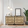 RISOKEYS 3 Drawer Dresser for Bedroom (Set of 2), Wooden Rattan Dresser Chest of Drawers, for Bedroom,Living Room,Dining Room,Hallways - 4 of 4