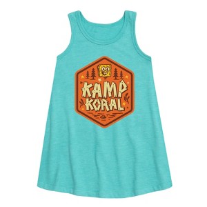 Girls' - SpongeBob SquarePants - Kamp Koral Kamp Koral Badge Graphic Sleeveless Aline Dress - 1 of 4