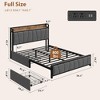 Coolmee Bed Frame with 2 Storage Drawers and Charging Station, Rustic Linen Upholstered Platform Bed with Storage Headboard, Heavy Duty - 2 of 4