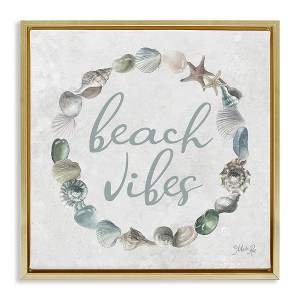 Stupell Industries Beach Vibes with Shells Black Floater Framed Canvas Wall Art - 1 of 4