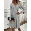 Coolmee Women's Long Sleeve Sweater Dress Fall Dresses V Neck Baby Doll Dresse Midi Dress - 3 of 4