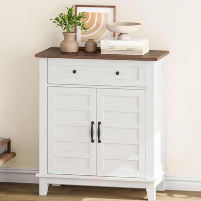Farmhouse Sideboard Buffet Cabinet with 3-Tiers Adjustable Shelf, Kitchen Storage Cabinet, Bathroom, Entryway