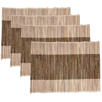Natural Green Shimmering Banded Placemat Set of 4