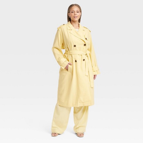Women's Linen Trench Coat - A New Day™ Yellow Xxl : Target
