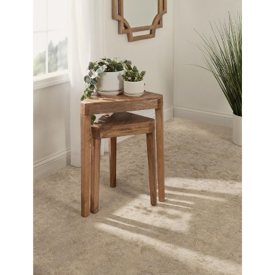 Talcott Whitewashed Wood Triangular Nesting Table Set