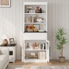 70" Tall Kitchen Pantry Cabinet & Bookcase ¨C Open Shelves, Fluted Drawer & Glass Doors for Kitchen or Living Room - 2 of 4