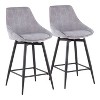 Set of 2 Diana Counter Height Barstools Gray: Velvet Upholstery, Swivel, Armless - LumiSource - 2 of 4