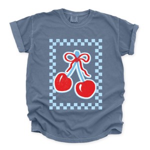Simply Sage Market Patriotic Cherries Checkered Garment Dyed Tee - 1 of 4