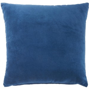 HomeRoots 20" Navy Blue Velvet Throw Pillow - 1 of 4