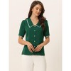 Allegra K Women's Peter Pan Collar Puff Short Sleeve Button Chiffon Blouse - 4 of 4