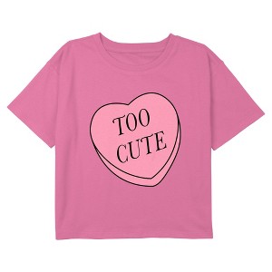 Girl's Lost Gods Too Cute Candy Heart Cropped T-Shirt - 1 of 3