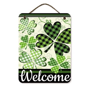 Courtside Market Welcome Clovers 12x16 Hanging Artboard with Twine - 1 of 3