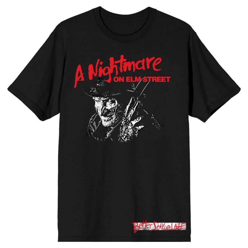 Nightmare On Elm Street Better Stay Up Late Men's Black T-shirt, 1 of 2