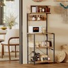 Bakers Rack with Power Outlet,Small Coffee Bar Cart,Microwave Stand with 10 Hooks,4 Tiers Kitchen Storage Shelf Rack for Spices, Pots - 2 of 4