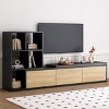 74.8''-126'' Sliding Extendable TV Stand with 3-Tier Bookshelves for 110 Inch TV,Entertainment Center for Living Room-Baofuwish - 3 of 4