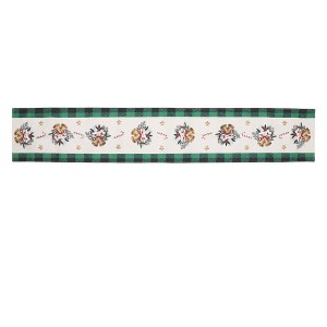 Unique Bargains Christmas Table Runner Green White Black 72"x13" 1 Pc - 1 of 4