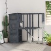 PawHut Large Wooden Outdoor Cat House Kitten Enclosure with Large Run, Asphalt Roof, Catio for Lounging, and Condo Area for Sleeping - 77"L, Grey - 3 of 4