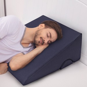 Lavish Home 8in Memory Foam Wedge Pillow, Blue - 1 of 4
