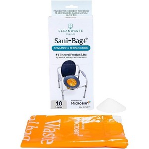 Cleanwaste Medical Sani-Bag+ Commode Liners with Microban and Absorbent Instant Gelling Powder, Neutralize Odors, Leak Resistant - 1 of 4