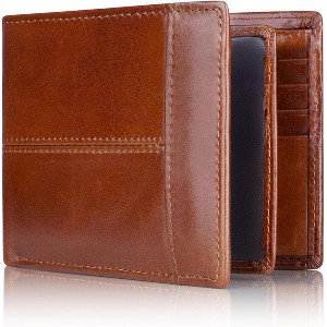 Paaaawaters Mens Wallet Rfid Blocking Leather Wallet for Men Bifold Wallets with 1 ID Window 16 Card Slot - 1 of 4
