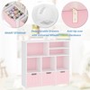 Kids Storage Organizer Cabinet, Kids Bookcase with 3 Movable Drawers, Kids Storage Chest for Playroom Nursery Bedroom, Pink - 4 of 4