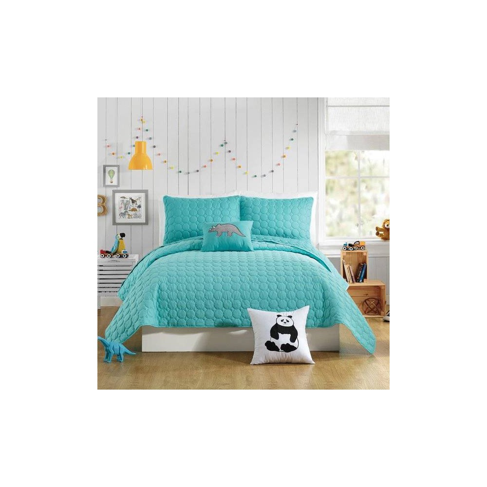 Photos - Duvet 2Pc Twin Denita Kids' Quilt Set Aqua - Urban Playground