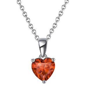 Birthstone Heart Necklace for Women Solitaire Cz Sterling Silver Ginger Lyne Collection - 1 of 4
