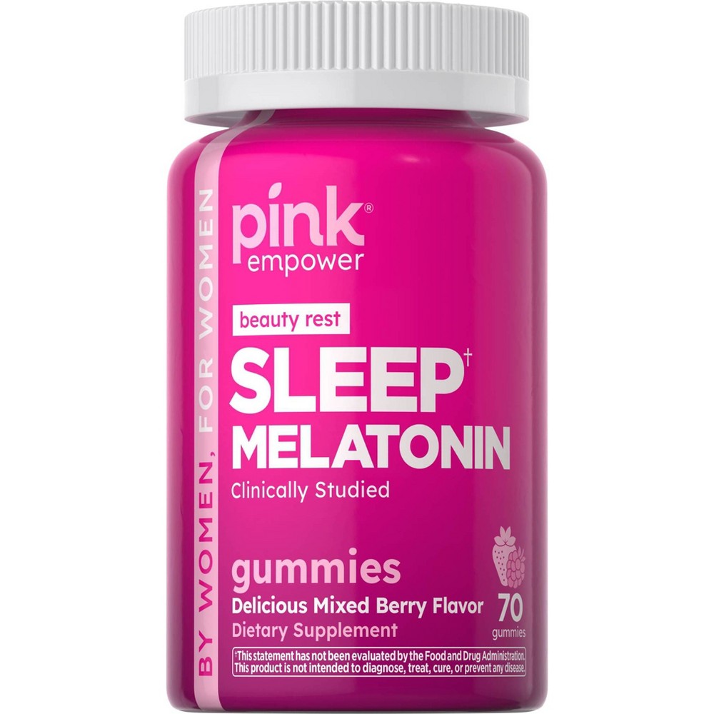 Photos - Vitamins & Minerals Pink Vitamins Beauty Rest Melatonin Vegan Gummies - Natural Berry - 70ct