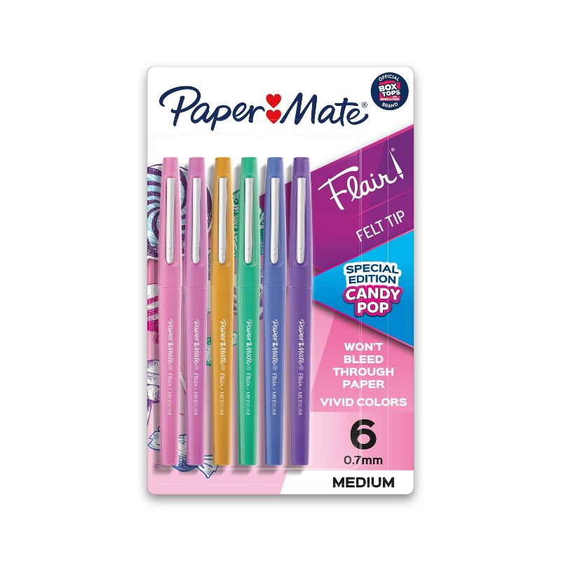 Paper Mate Flair Candy Pop 6pk Felt Pens 0.7mm Medium Tip Multicolored, 1 of 19