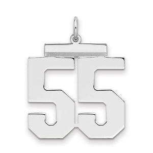 Black Bow Jewelry Sterling Silver, Athletic Collection, Large Polished Number 55 Pendant - 1 of 3