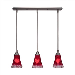 Toltec Lighting Any 3 - Light Chandelier in  Brushed Nickel with 5.5" Fluted Raspberry Crystal Shade - 1 of 1