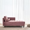 Pink Velvet Chaise Lounge, Mid-Century Modern Sleeper Sofa with Tool-Free Assembly, 64-Inch Compact Design - 2 of 4