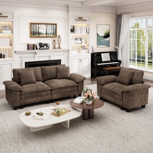 Captiva Designs Cloud Modular 3PC Loveseat Sofa Set, Comfy Deep Seat Sectional Couch for Living Room, Corduroy & Chenille Fabric Upholstery - 1 of 4