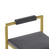 Kumasinova Modern Luxury Velvet Bar Stools,Set of 2,Chic Dining Chairs with Backrest&Footrest for Kitchen,Metal Counter Stools,220lbs Max,Gray+Gold - 4 of 4