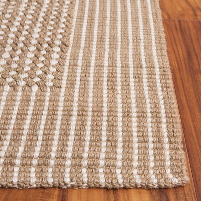 Ivory and Beige Handwoven Jute Area Rug, 8' x 10'